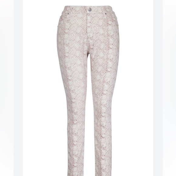 AG Adriano Goldschmied Animal Print Farrah Ivory Snakeskin Jeans - Picture 2 of 8